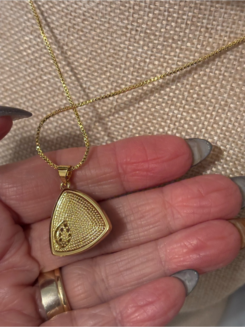 Gold-Tone Blue & Green Enamel Pendant Necklace with Pearl Accent - Picture 4 of 4